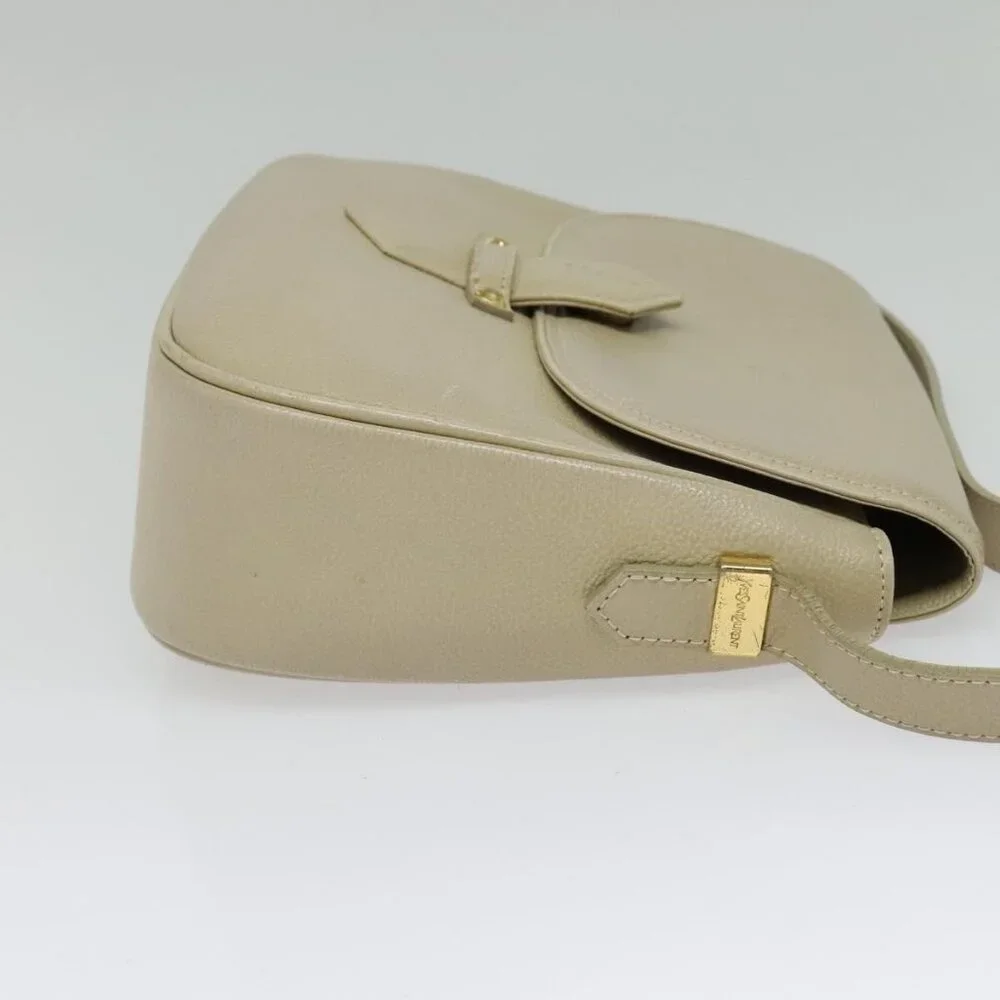 Authentic SAINT LAURENT Shoulder Bag Leather Beige Gold - Picture 11 of 16